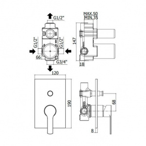 Змішувач для душу Paffoni Red з металевою накладкою, колір хром RED015CR/M