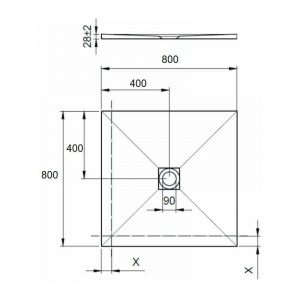 Душовий піддон Ponsi 800x800 штучний камінь, колір чорний