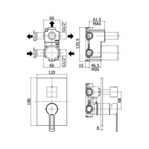 Змішувач для ванни/душу на 3 споживача Paffoni West з металевою накладкою, колір хром WS019CR/M