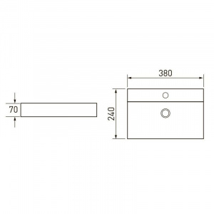 Раковина Volle 38x24 прямокутна з отвором під змішувач