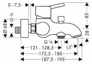 Змішувач Hansgrohe talis s 32420000 для ванни з душем.