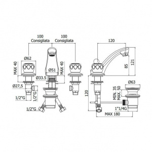 Змішувач для раковини Paffoni Danubio DA056CR