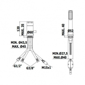 Змішувач на борт ванни зі збільшеним потоком без виливу Paffoni Joker, колір чорний JK048NO