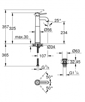 Start Classic Одноважільний змішувач для раковини XL-Size (23784000)