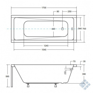 Ванна MODERN 170Х70 без ніг
