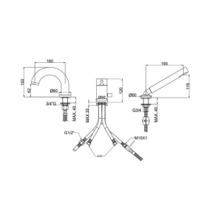 Змішувач на борт ванни із збільшеним потоком Paffoni Stick із душовим гарнітуром, колір хром SK047CR