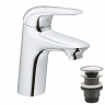 Змішувач для раковини Grohe Wave 23582001 хром одноважільний S-Size + донний клапан