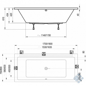 Ванна Formy 01 180x80 c881000000