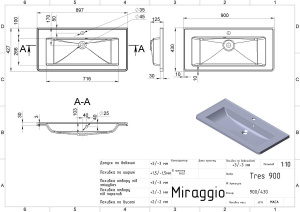 Умивальник TRES MIRASTONE BLACK SHINE