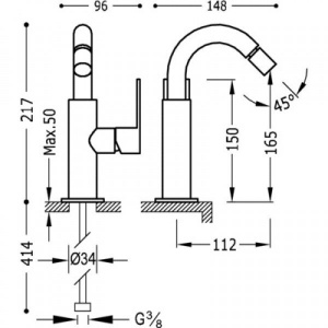 Змішувач для біде Tres Loft 20022401 хром