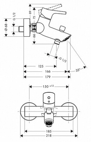 Змішувач Hansgrohe talis s 72400000 для ванни з душем