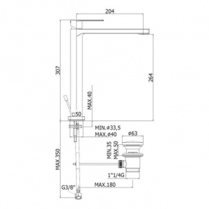 Змішувач для раковини Paffoni Tango, з донним клапаном TA085ST