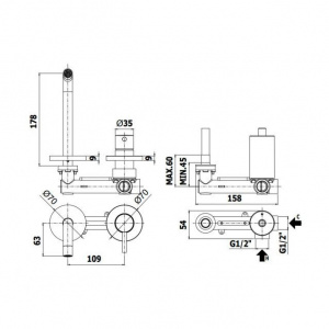 Змішувач для раковини настінний Paffoni Light, вилив 178 мм. LIG105CR70