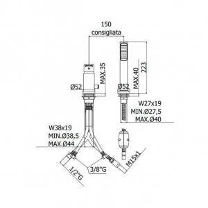 Змішувач на борт ванни без виливу Paffoni Red, колір хром RED041LCR