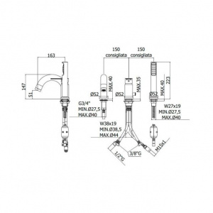 Змішувач на борт ванни Paffoni Red, колір хром RED040LCR