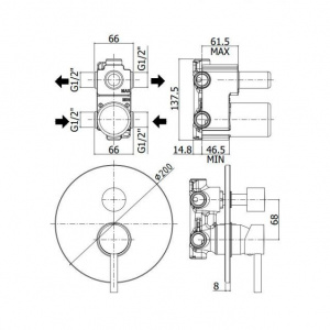 Змішувач для ванни/душу на 2 споживача Paffoni Birillo, колір хром BI018CR