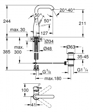 Essence Одноважільний змішувач для раковини L-Size (24174GN1)