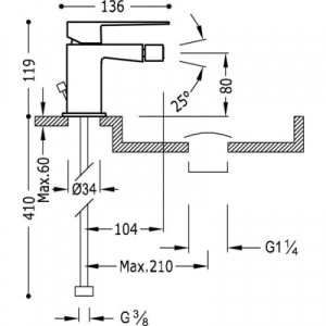 Змішувач для біде Tres Slim 20212001d хром
