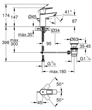 BauLoop New Одноважільний змішувач для раковини S-Size LowFlow (23877001)