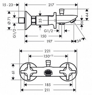 Змішувач Hansgrohe logis classic 71240000 hg для ванни з душем