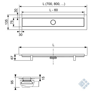 TECElinus 80 см душовий канал в зборі вставка straight