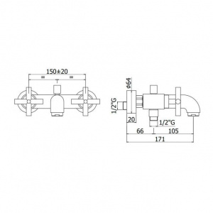 Змішувач для ванни Paffoni Quattro, колір хром QTV022CR