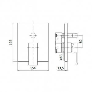 Змішувач для душу Paffoni Level без вбудовуваної частини з металевою накладкою, колір сталь LESBOX015ST/M