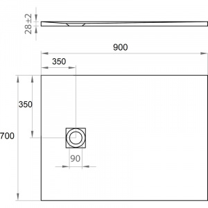 Душовий піддон Ponsi 700x900 штучний камінь, колір чорний