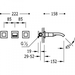 Змішувач для раковини Tres Cuadro 00815201 хром