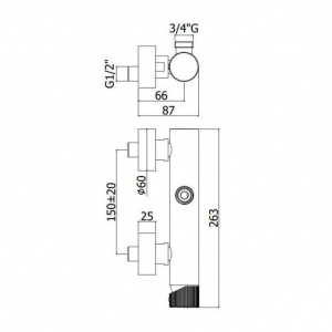 Змішувач з верхнім з'єднанням для душової стійки Paffoni Jo, колір хром JO168RCR