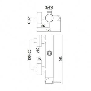 Змішувач з верхнім з'єднанням для душової стійки Paffoni Joker, колір хром JK168RCR