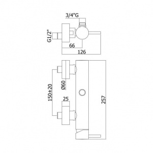 Змішувач з верхнім з'єднанням для душової стійки Paffoni Light, колір хром LIG168RCR