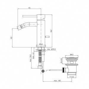 Змішувач для біде Paffoni Light, з донним клапаном, LIG135HG