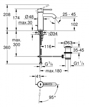 Essence Одноважільний змішувач для раковини S-Size (24180001)