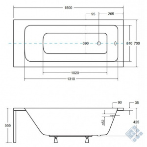 Ванна акрилова TALIA 150х70 (соло) без ніг