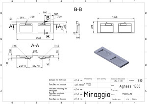 Умивальник AGNESS 1500 MATT