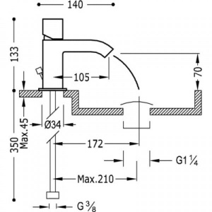 Змішувач для раковини Tres Cuadro 107103da хром