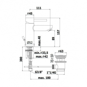 Змішувач для раковини Paffoni Stick Energy & Water Saving з донним клапаном SK075HCR-EWS