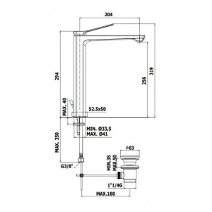 Змішувач для раковини високий Paffoni Tilt, з донним клапаном TI085ST