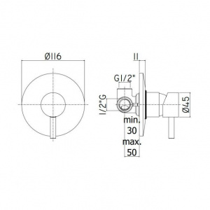 Змішувач для душу Paffoni Birillo, колір хром BI010CR