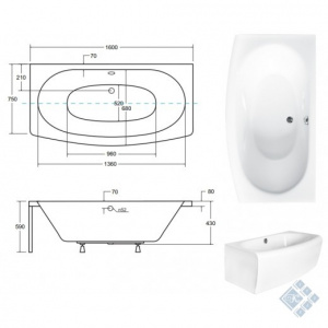 Ванна TELIMENA 160х75
