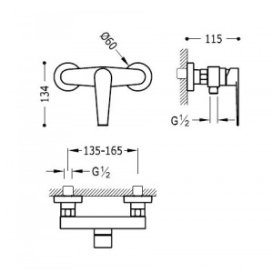 Змішувач Tres class 20516701 хром для душу