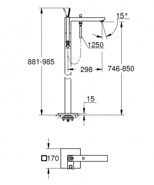 Eurocube Joy Одноважільний змішувач для ванни, підлогового монтажу (23667001)