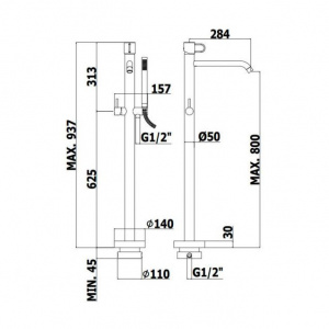Змішувач для ванни для підлоги Paffoni Joker, колір хром JK032CR