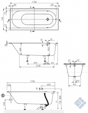 Ванна Villeroy & Boch Oberon UBQ170OBE2V-01