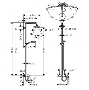 Душова система Hansgrohe croma select s 180 2 jet 27351400