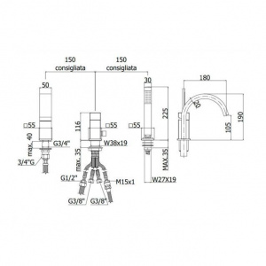 Змішувач на борт ванни Paffoni Level, колір хром LEC040CR