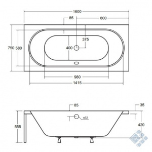 Ванна VITAE 160х75 без ніг