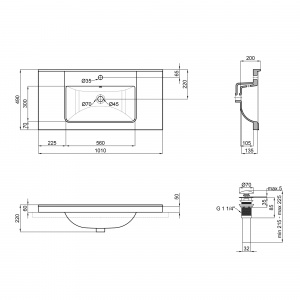 Раковина Qtap Albatross Q 1000х480х230 White з донним клапаном QT01115100QW