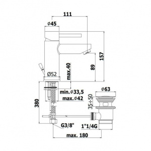 Змішувач для раковини Paffoni Stick, з донним клапаном SK075HST